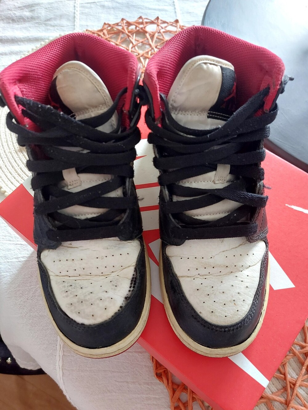 Jordan Kids Black White Red High-Top Sneakers